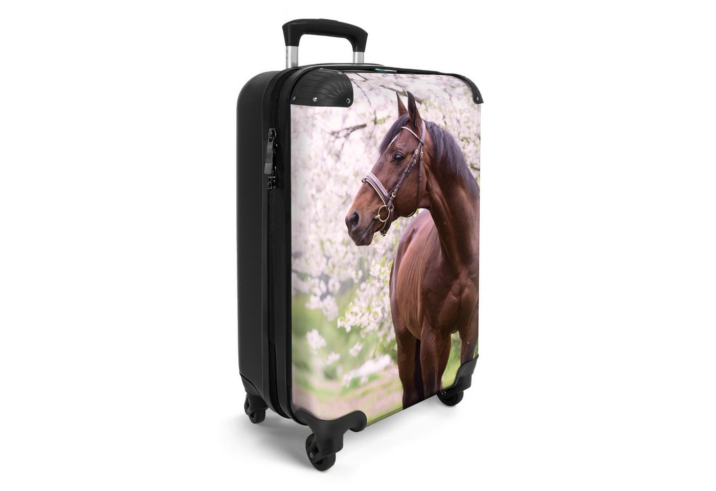 NoBoringSuitcases.com© Hartschalen-Trolley Pferd - Sakura - Blüte - Porträt - Kind 55x35x20cm, Kinder Koffer Klein, Trolley Handgepäck, Reisekoffer