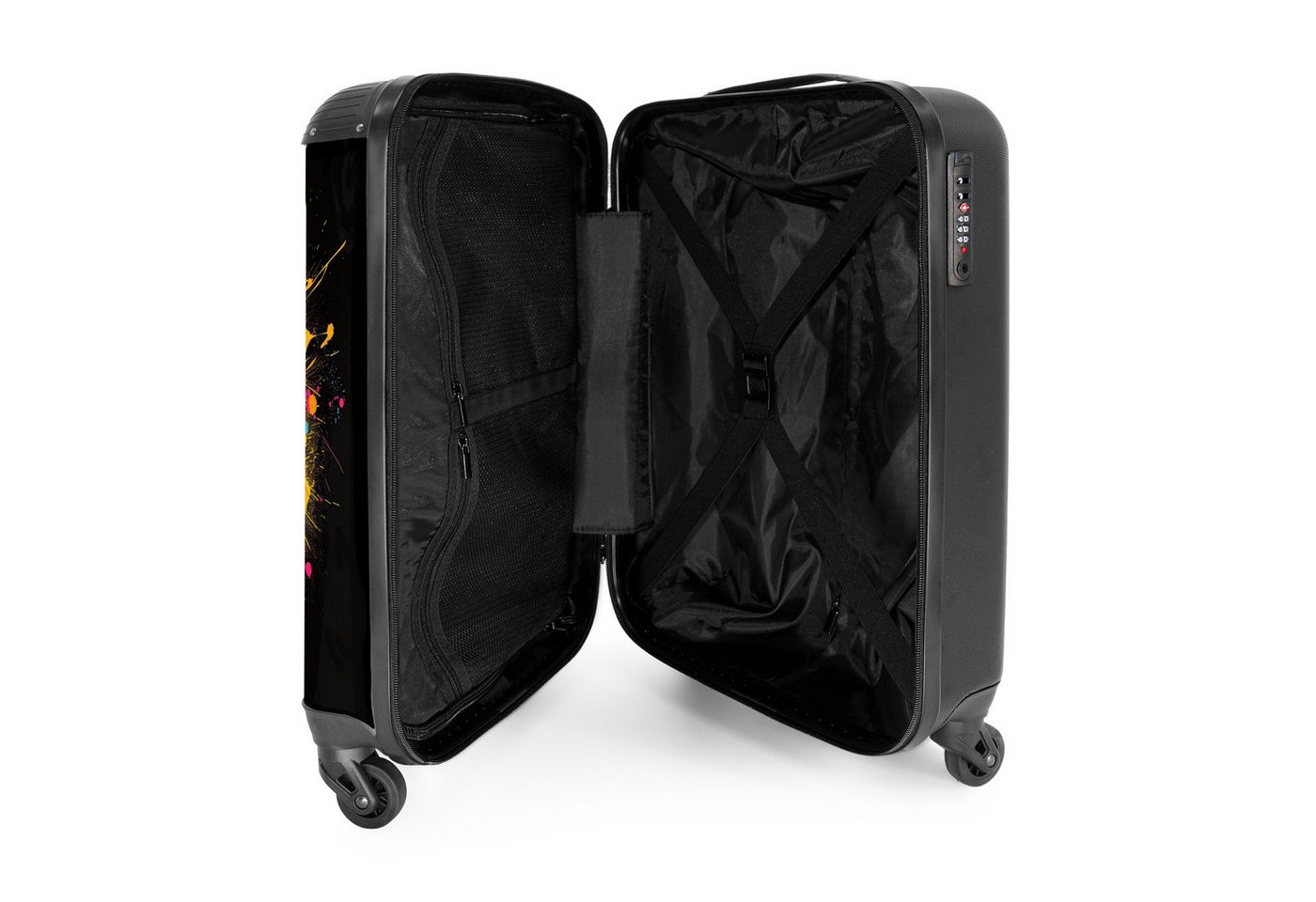 NoBoringSuitcases.com© Hartschalen-Trolley Fußball mit buntem Graffiti 55x35x20cm, Reisetasche mit Rollen, Koffer Handgepäck Flugzeug Bild 4