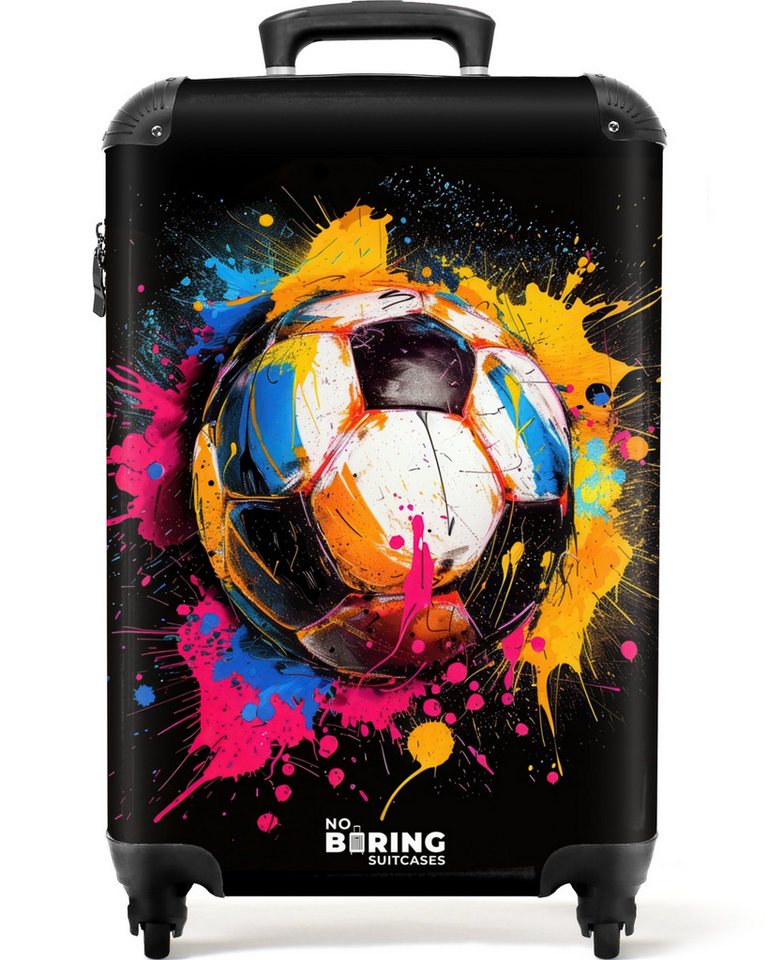 NoBoringSuitcases.com© Hartschalen-Trolley Fußball mit buntem Graffiti 55x35x20cm, Reisetasche mit Rollen, Koffer Handgepäck Flugzeug Bild 5