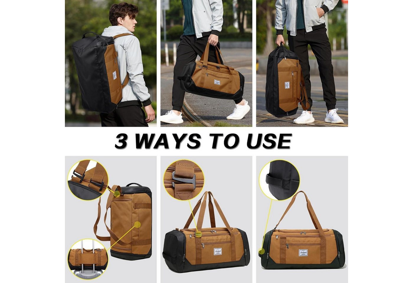 LuxusKollektion Reisetasche Reisetasche Sporttasche 40L Mittelgroß mit Schuhfach und Bild 3