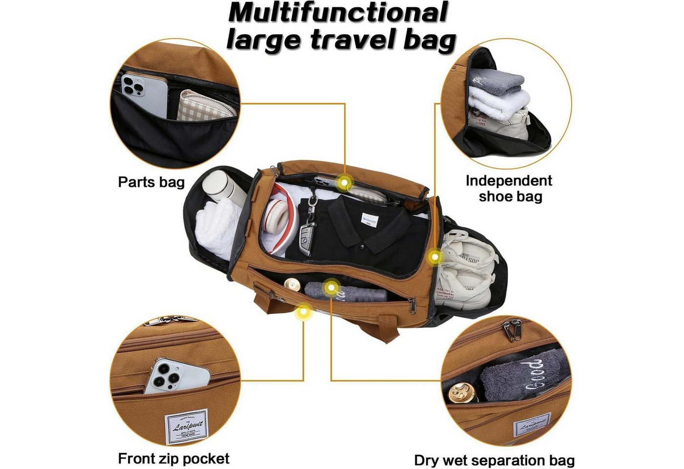 LuxusKollektion Reisetasche Reisetasche Sporttasche 40L Mittelgroß mit Schuhfach und Bild 4