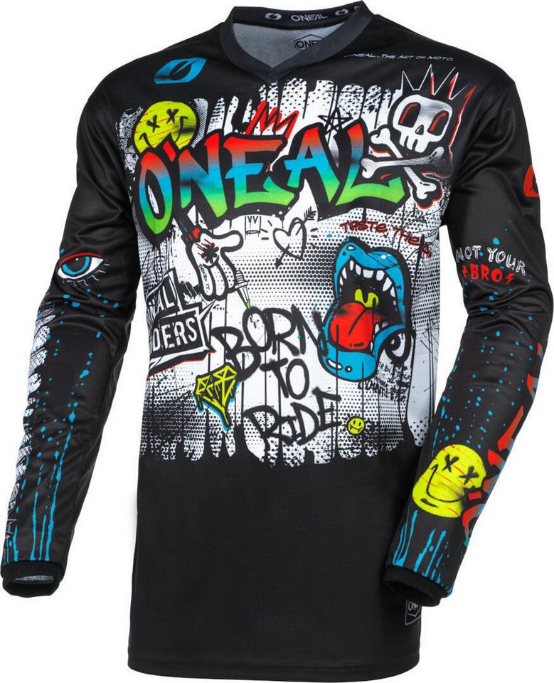 O’NEAL Motocross-Shirt Element Rancid schwarz/buntes Motocross Jersey Atmungsaktiv belüftet