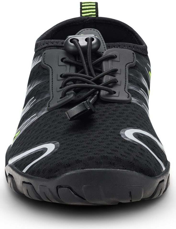 Aqua Speed Gekko Strandschuhe Gr. 44 – Schwarz/Grau mit Mikrofaserhandtuch Wasserschuh (SUP-Schuhe mit Profil – ideal bei Bewegung & wechselndem Boden) Bodenhaftung bei Nässe – sicherer Halt auf rutschigem Untergrund Bild 2