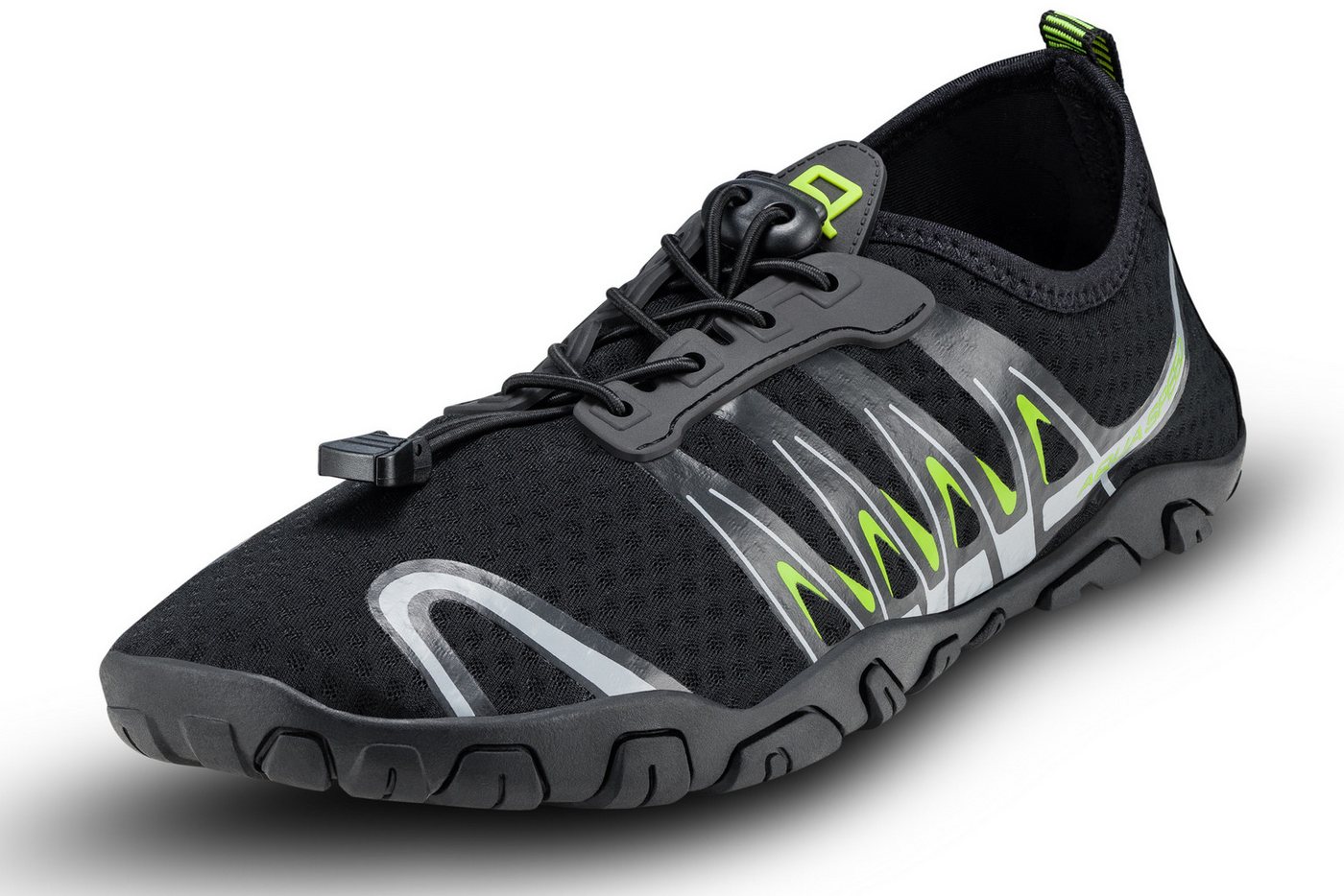 Aqua Speed Gekko Strandschuhe Gr. 44 – Schwarz/Grau mit Mikrofaserhandtuch Wasserschuh (SUP-Schuhe mit Profil – ideal bei Bewegung & wechselndem Boden) Bodenhaftung bei Nässe – sicherer Halt auf rutschigem Untergrund Bild 5