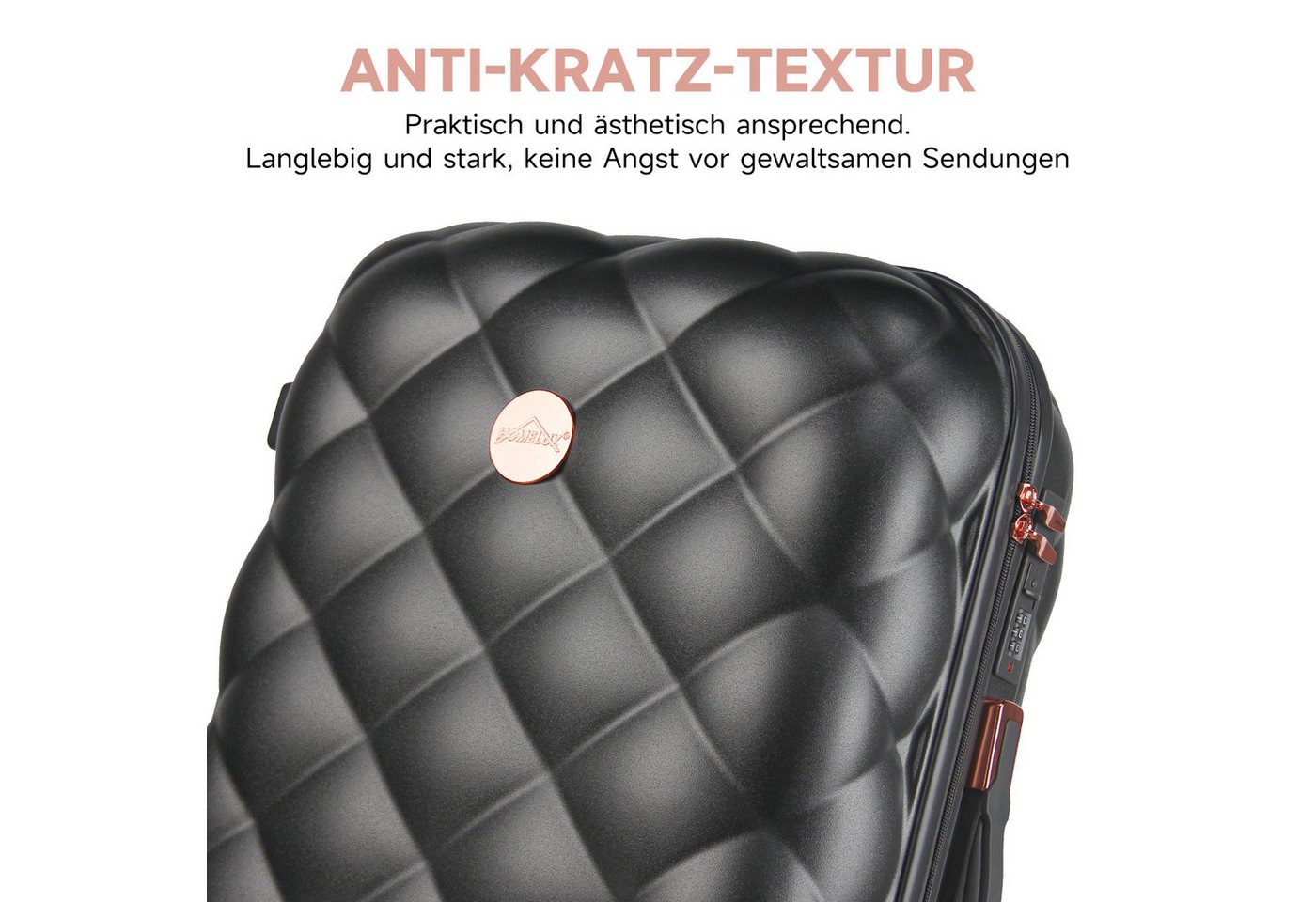 HOMELUX Trolleyset Kofferset Reisekoffer 3er ABS Hartschalen-Koffer, 4 Rollen, (set, 3), Rollkoffer Trolley Hartschalen koffer Set - M-L-XL Bild 5