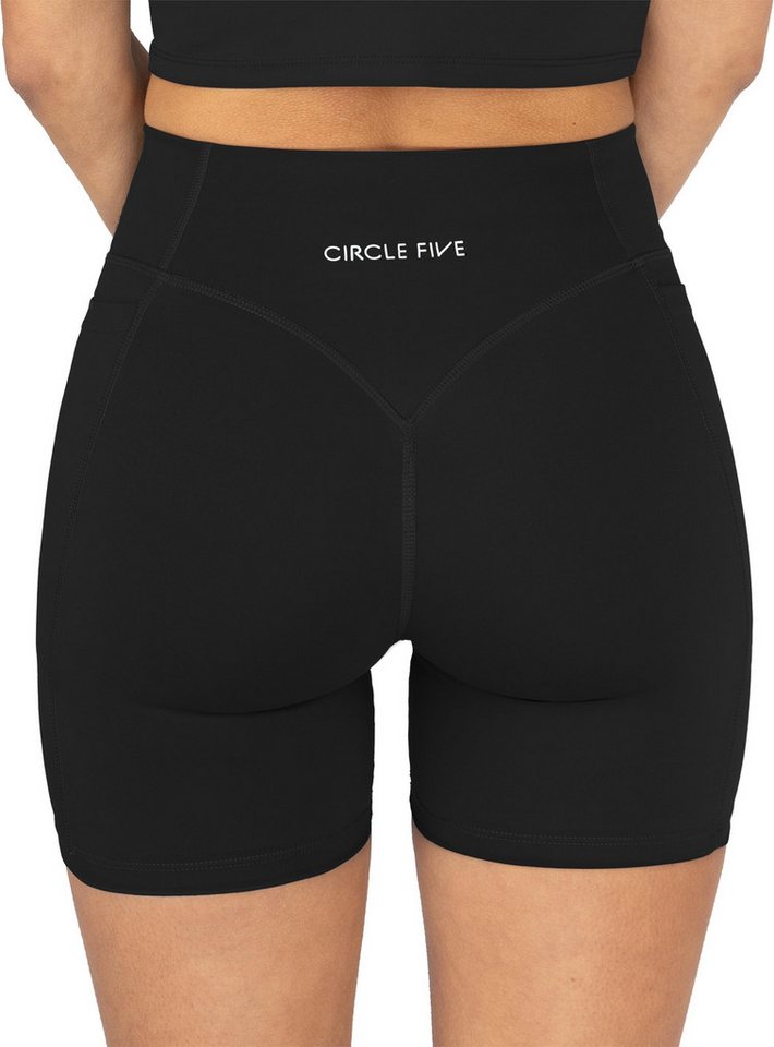 Circle Five Trainingsshorts High Waist Sport Shorts mit Taschen Radlershorts Sporthose mit zwei Handytaschen Trainingstights Bild 2