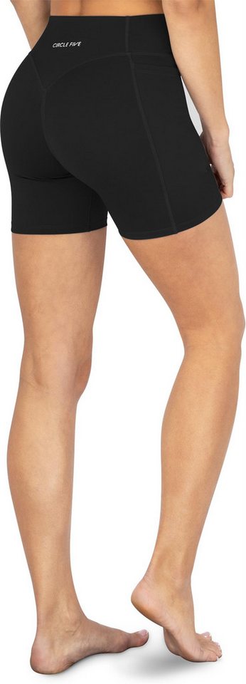 Circle Five Trainingsshorts High Waist Sport Shorts mit Taschen Radlershorts Sporthose mit zwei Handytaschen Trainingstights Bild 4