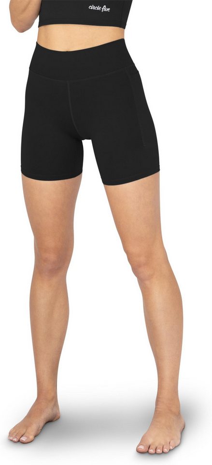 Circle Five Trainingsshorts High Waist Sport Shorts mit Taschen Radlershorts Sporthose mit zwei Handytaschen Trainingstights Bild 5