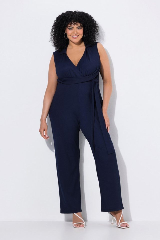 Ulla Popken Funktionshose Jumpsuit Wickeloptik weites Bein V-Ausschnitt Bild 2