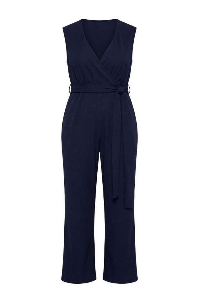 Ulla Popken Funktionshose Jumpsuit Wickeloptik weites Bein V-Ausschnitt Bild 3