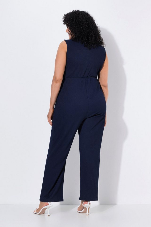 Ulla Popken Funktionshose Jumpsuit Wickeloptik weites Bein V-Ausschnitt Bild 4