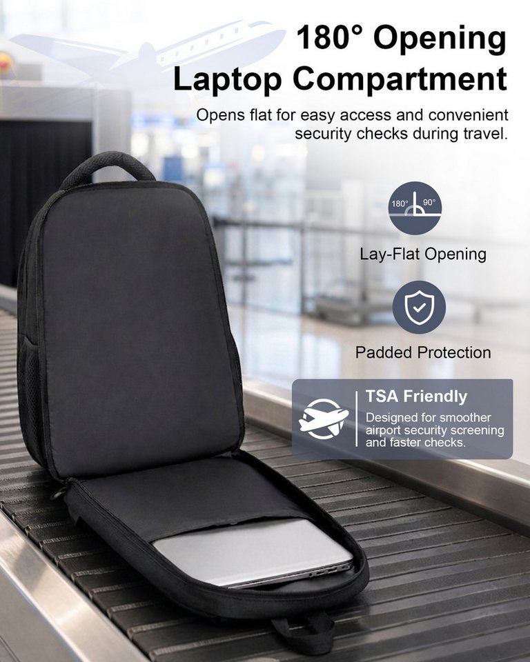 KONO Rucksack Laptop 15,6 Zoll TSA-freundlich 45×30×19cm Business Rucksack Bild 5