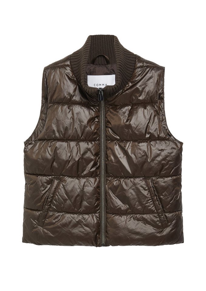 comma Outdoorjacke Outdoor-Weste Pufferweste mit Strickkragen