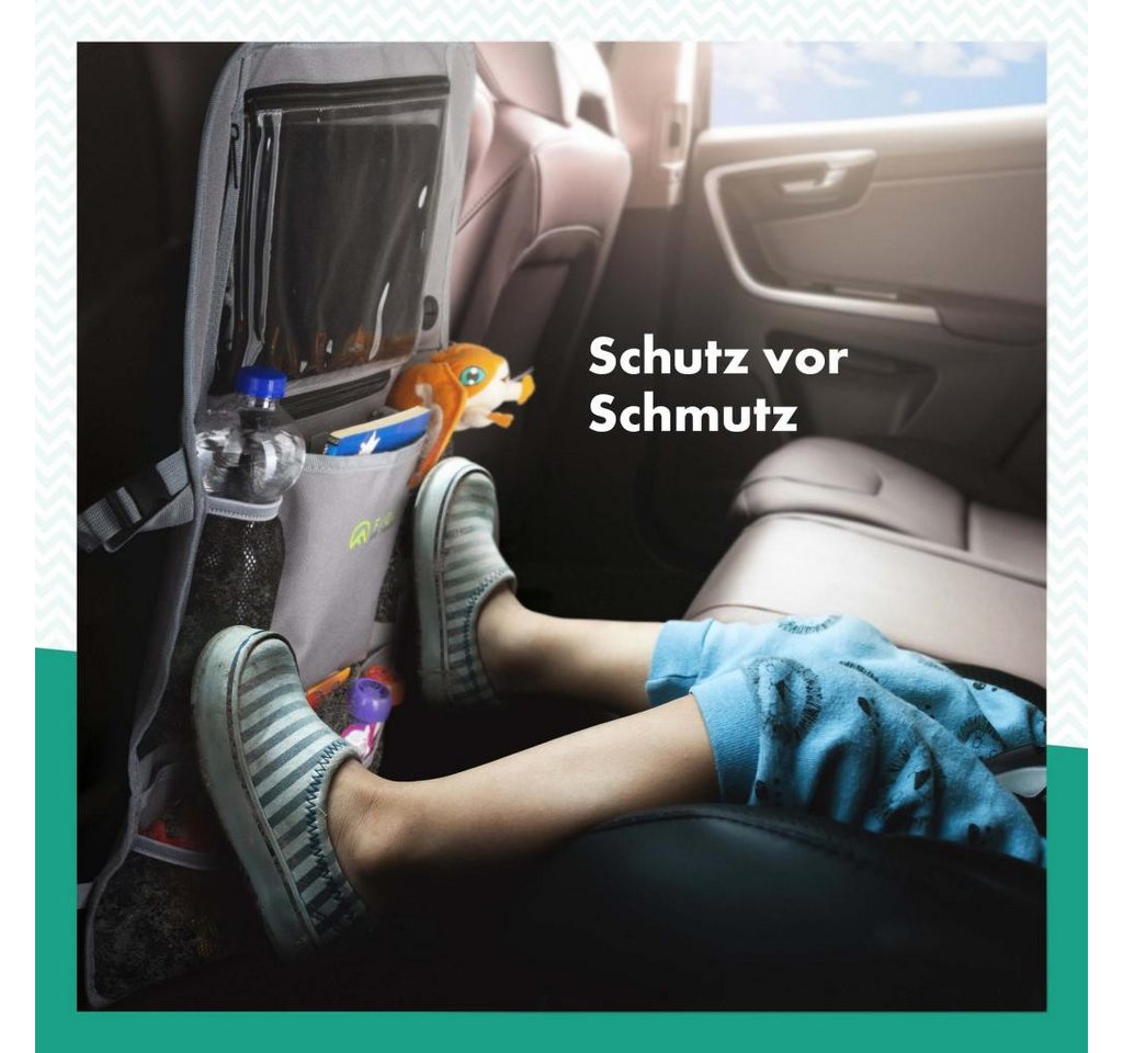 Fioly Rücksitzorganizer Tasche für KFZ Kopfstütze Kind Baby Stauraum für Autositz, Tablet Fach, Befestigungsschlaufen Bild 2