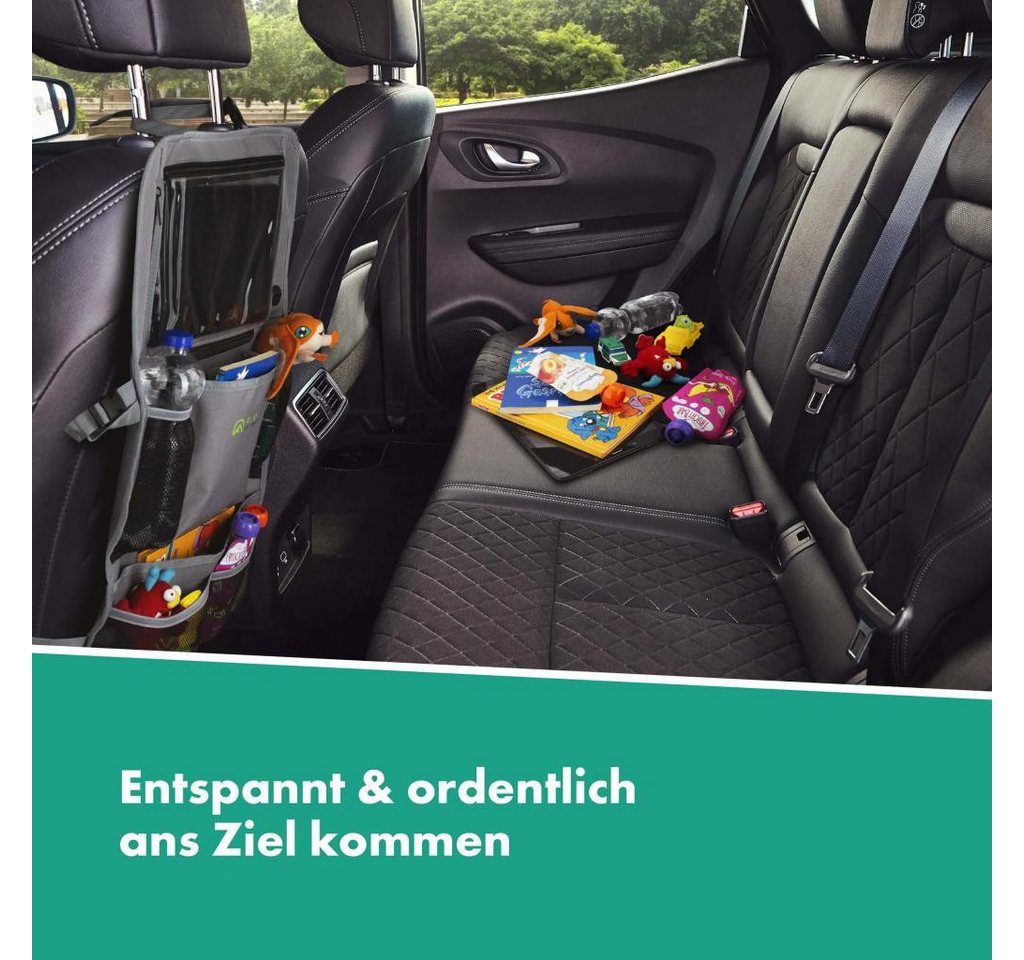 Fioly Rücksitzorganizer Tasche für KFZ Kopfstütze Kind Baby Stauraum für Autositz, Tablet Fach, Befestigungsschlaufen Bild 4