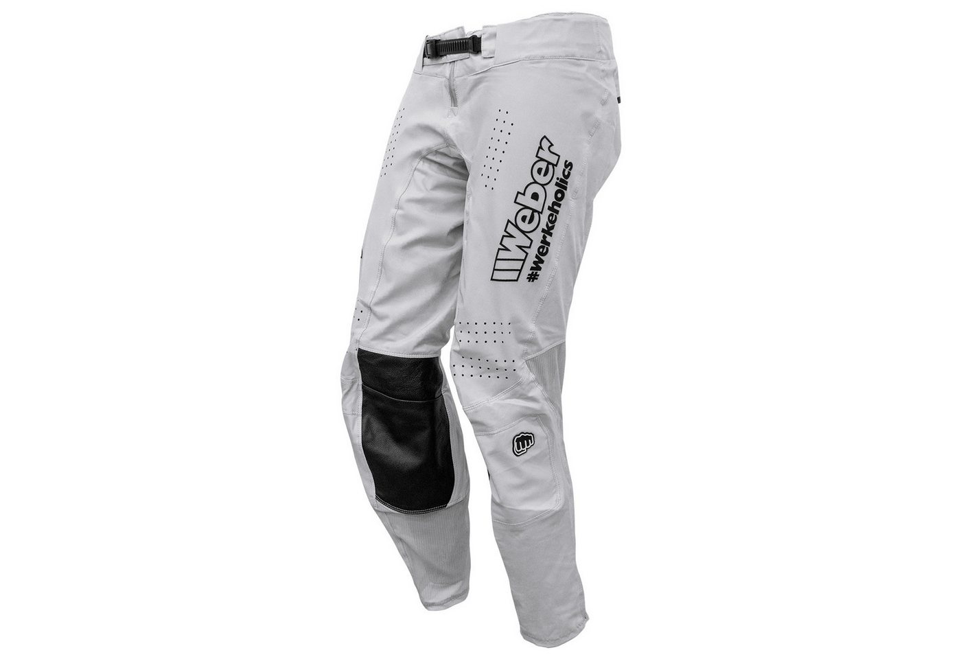 Weber GmbH Motorradhose Weber #Werkeholics Flow Hose weiß großzügige Stretch- und Belüftungszonen, Ledereinsätze im Kniebereich Bild 4