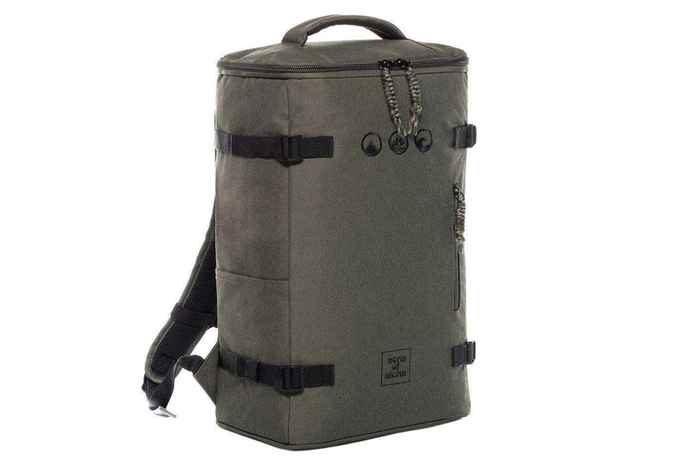 SONS OF ALOHA Rucksack XL Top-Loader Sporttasche Rucksack 15 Zoll olive, Backpack Kurier-Rucksack groß inkl. Laptopfach recyceltes PET