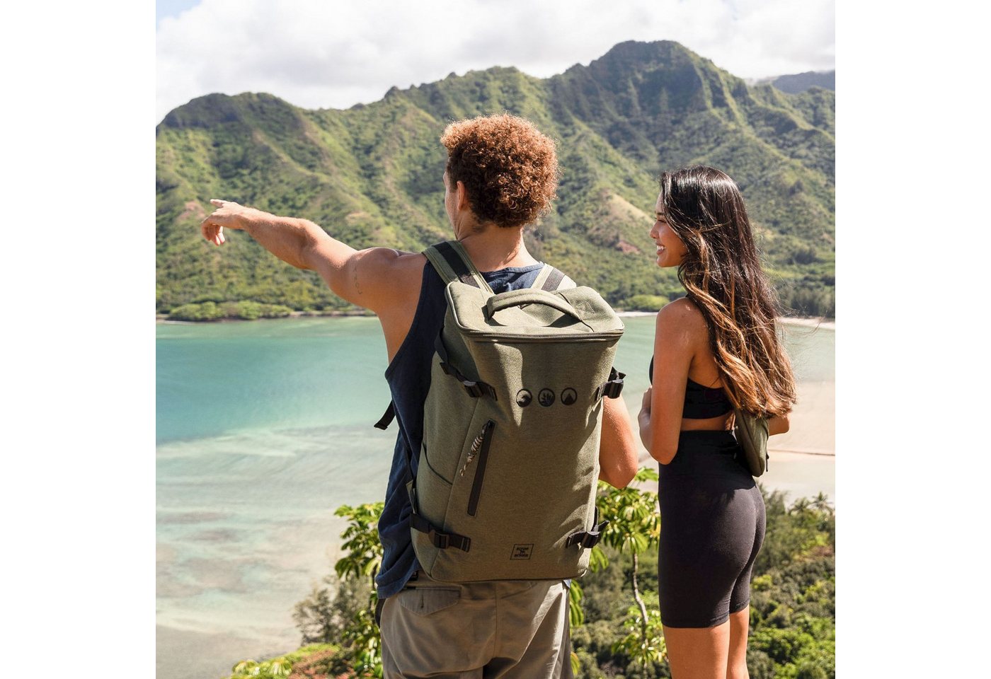 SONS OF ALOHA Rucksack XL Top-Loader Sporttasche Rucksack 15 Zoll olive, Backpack Kurier-Rucksack groß inkl. Laptopfach recyceltes PET Bild 3