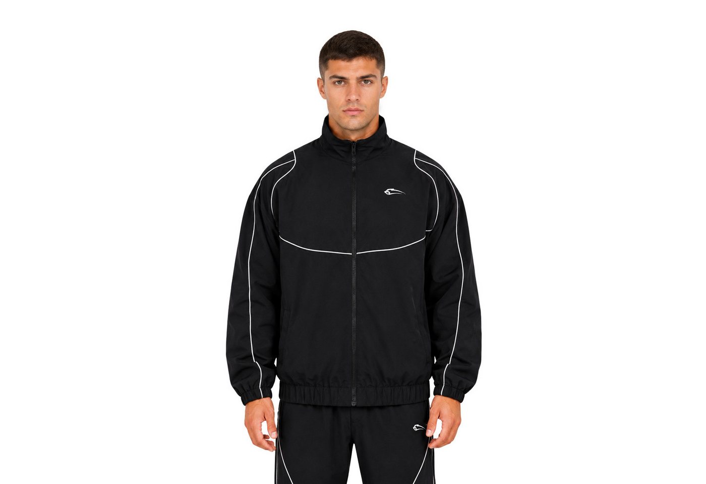 Smilodox Outdoorjacke Kyson, Trainingsjacke Herren, Oversize Sportjacke, Trackjacke, Gym Baggy, Kontrastpaspeln, Stehkragen, Zip, Taschen Bild 5
