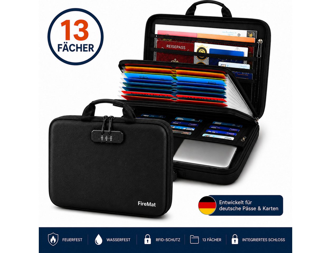 FireMat Dokumententasche Hartschale Aktenorganizer, Dokumentenbox für Zuhause, Büro Bild 4