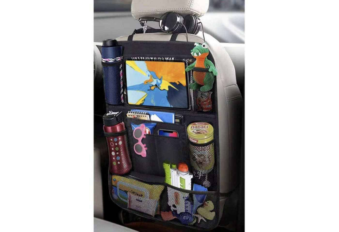XTROBB Rücksitzorganizer Autositz-Organizer Rückenlehne mit Tabletfach und 10 Taschen Auto (Autositz-Organizer mit Tabletfach und 10 Aufbewahrungstaschen, Autositz-Organizer mit Tabletfach und 10 Taschen), Tabletfach mit Touchfunktion, 10 Taschen, wasserabweisend Bild 4