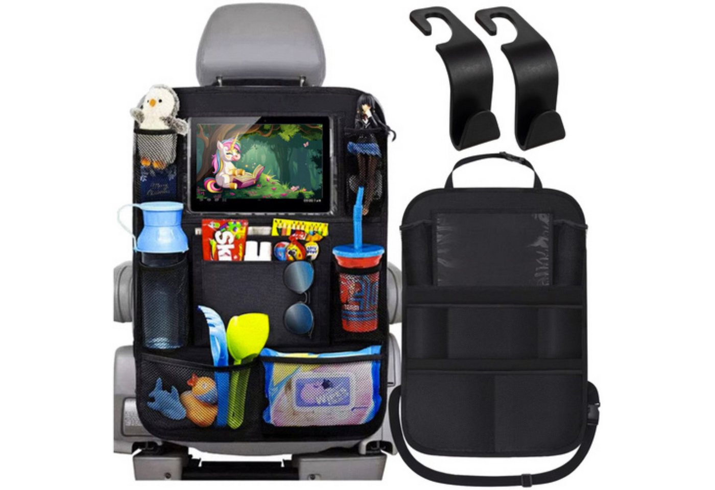 XTROBB Rücksitzorganizer Autositz-Organizer Rückenlehne mit Tabletfach und 10 Taschen Auto (Autositz-Organizer mit Tabletfach und 10 Aufbewahrungstaschen, Autositz-Organizer mit Tabletfach und 10 Taschen), Tabletfach mit Touchfunktion, 10 Taschen, wasserabweisend Bild 5