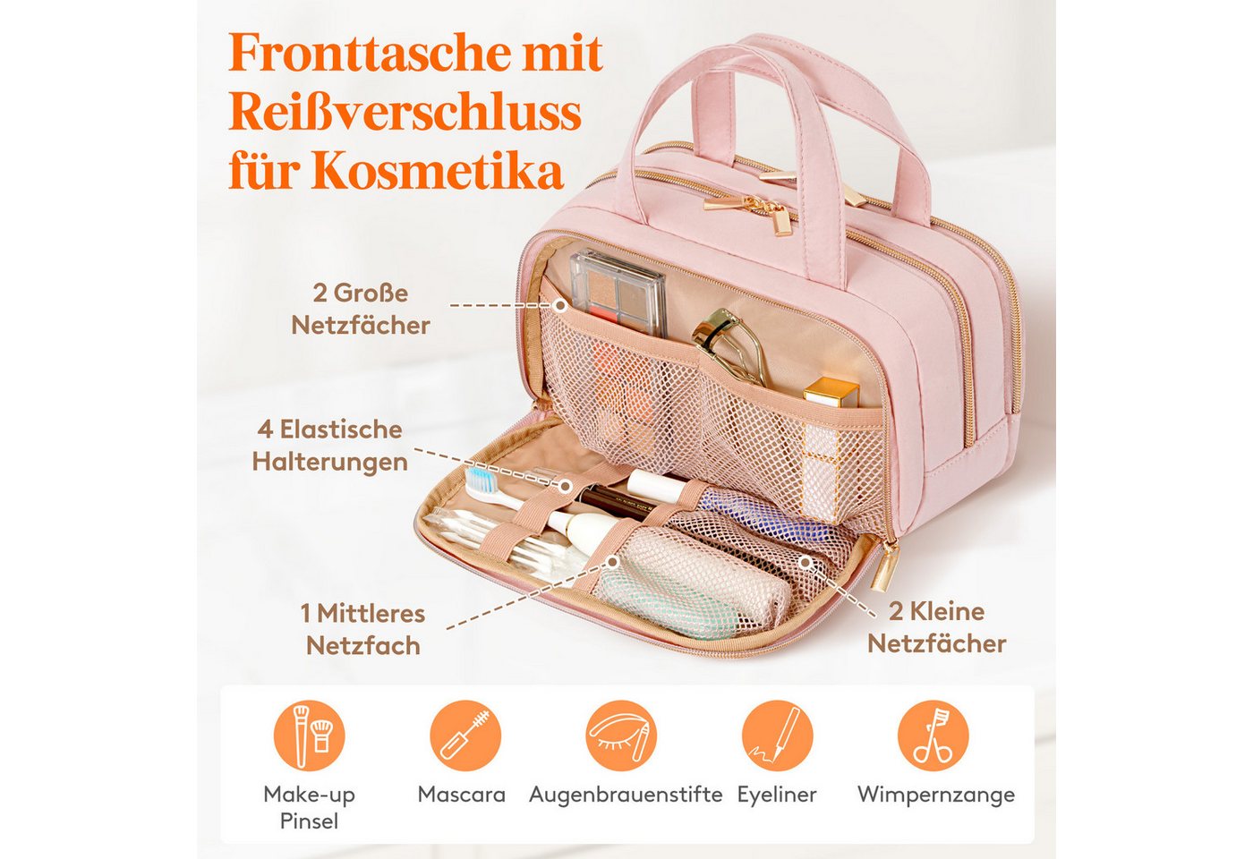 Lifewit Kulturbeutel Reise Kulturtasche Damen, Wasserabweisende Kulturbeutel mit Nassfach (Set, 1-er, B/H/T 13/15.5/26 cm), Tragbar