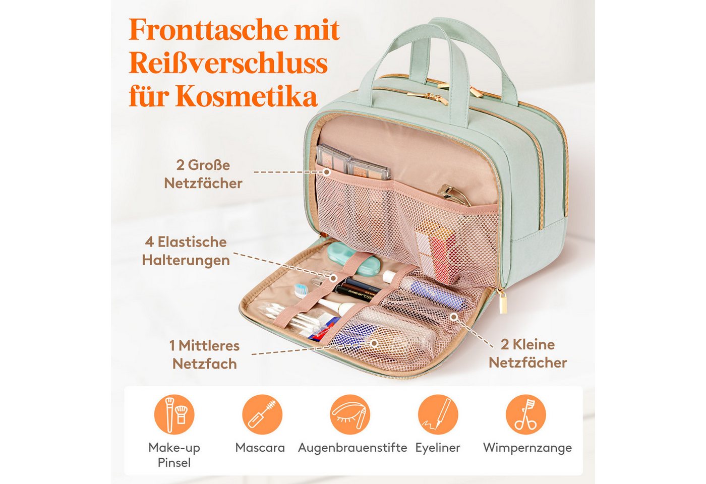 Lifewit Kulturbeutel Reise Kulturtasche Damen, Wasserabweisende Kulturbeutel mit Nassfach (Set, 1-er, B/H/T 16/21/30 cm), Tragbar