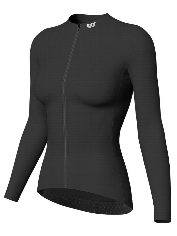 Wulibike Radtrikot Damen Fahrradtrikot Langarm Slim Fit mit 4 Taschen (1-tlg) atmungsaktives Netzgewebe, reflektierende Details für sichere Fahrten Bild 4
