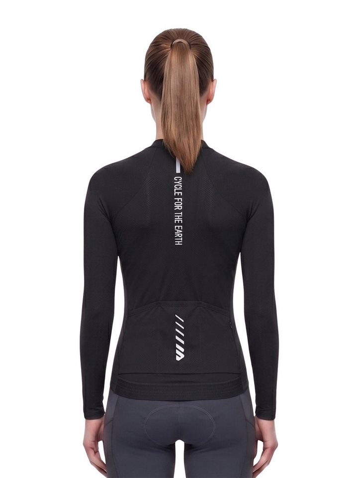 Wulibike Radtrikot Damen Fahrradtrikot Langarm Slim Fit mit 4 Taschen (1-tlg) atmungsaktives Netzgewebe, reflektierende Details für sichere Fahrten Bild 5