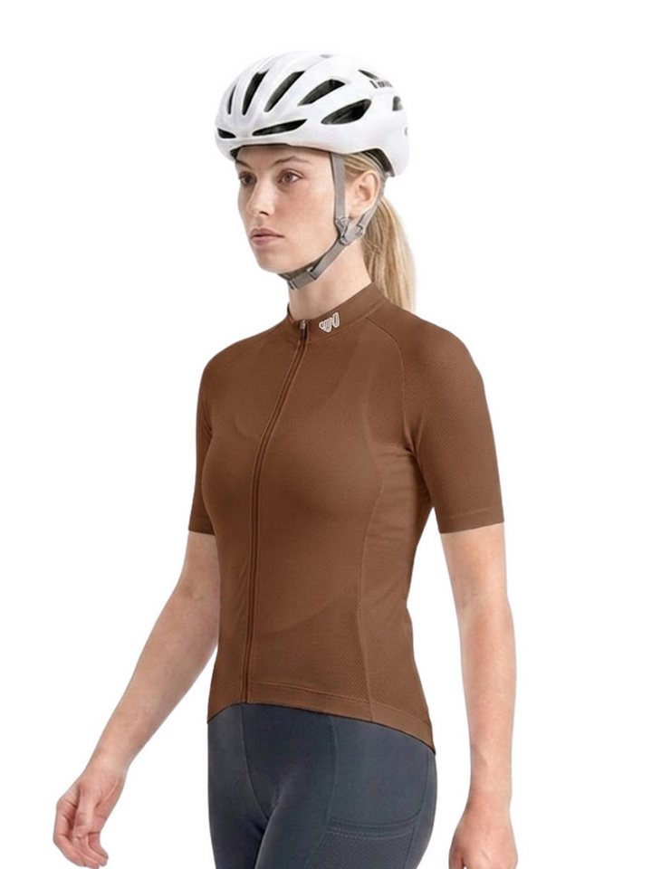Wulibike Radtrikot Damen Fahrradtrikot Kurzarm Atmungsaktiv Figurbetonte (1-tlg) Leichter Stoff mit hoher Elastizität, ideal für Rennrad und Fitness Bild 2