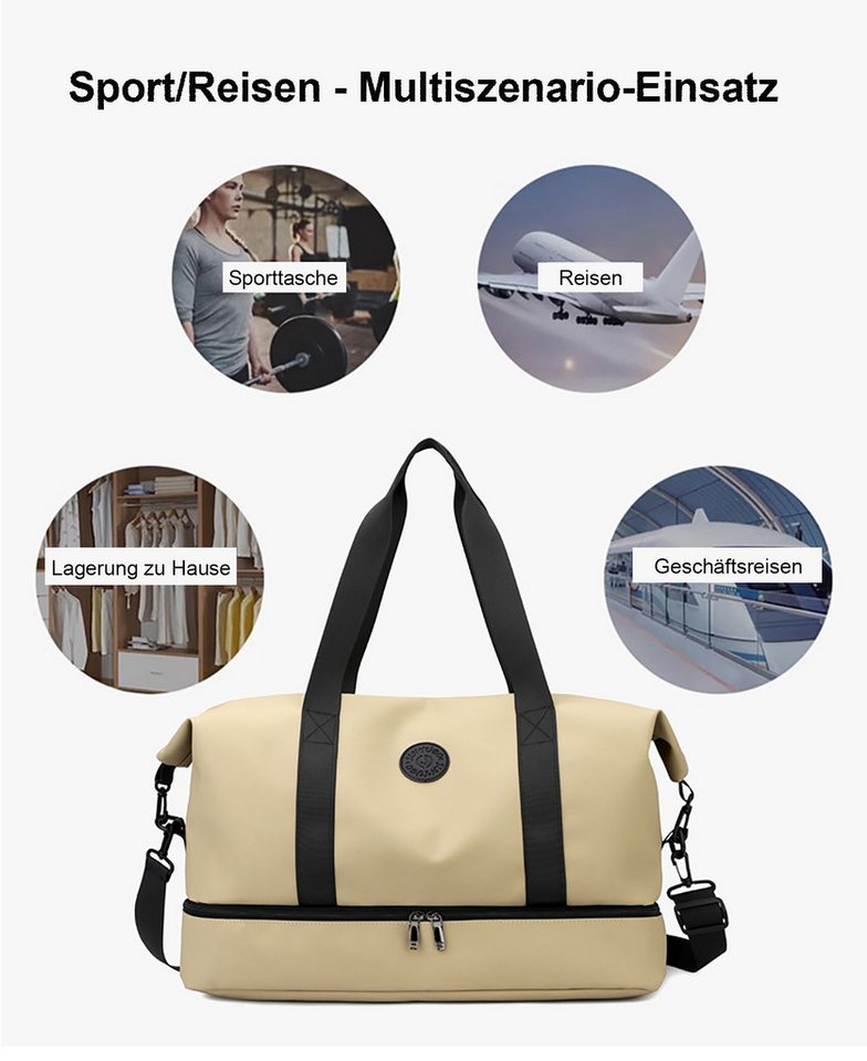OYLCDI Reisetasche Sporttasche Fitnesstasche,Große Umhängetasche mit Schuhfach&Nassfach (50L), Verstellbare Schultergurt, für Yoga, Schwimmen, Tourismus, Fitness Bild 3