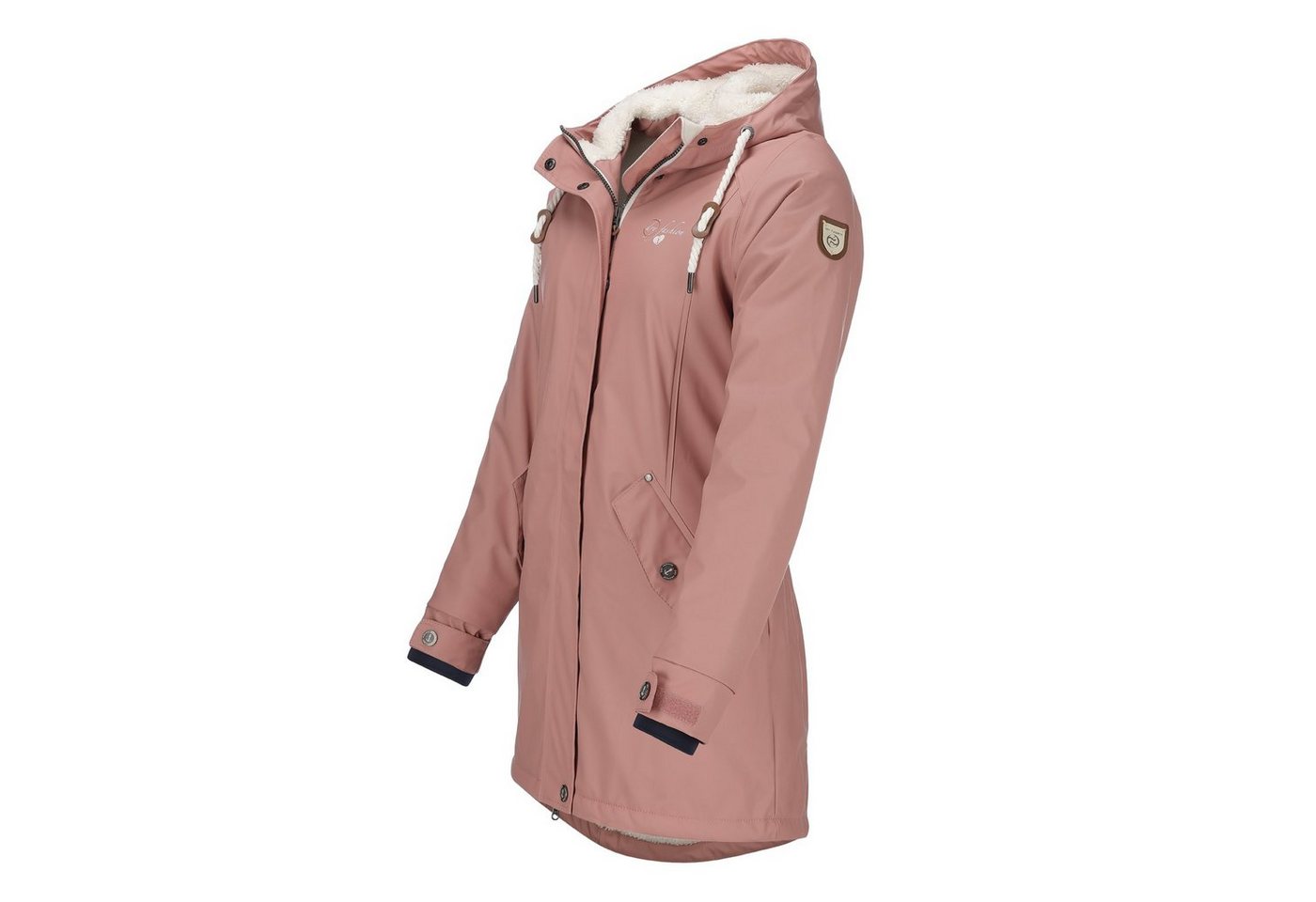 Dry Fashion Regenmantel Malmö Damen Regenjacke Teddy-Fleece-Futter - Outdoor-Jacke Wasserdicht Winddicht, Verschweißte Nähte, 2-Wege-Reißverschluss abgedeckt, Kapuze Bild 2