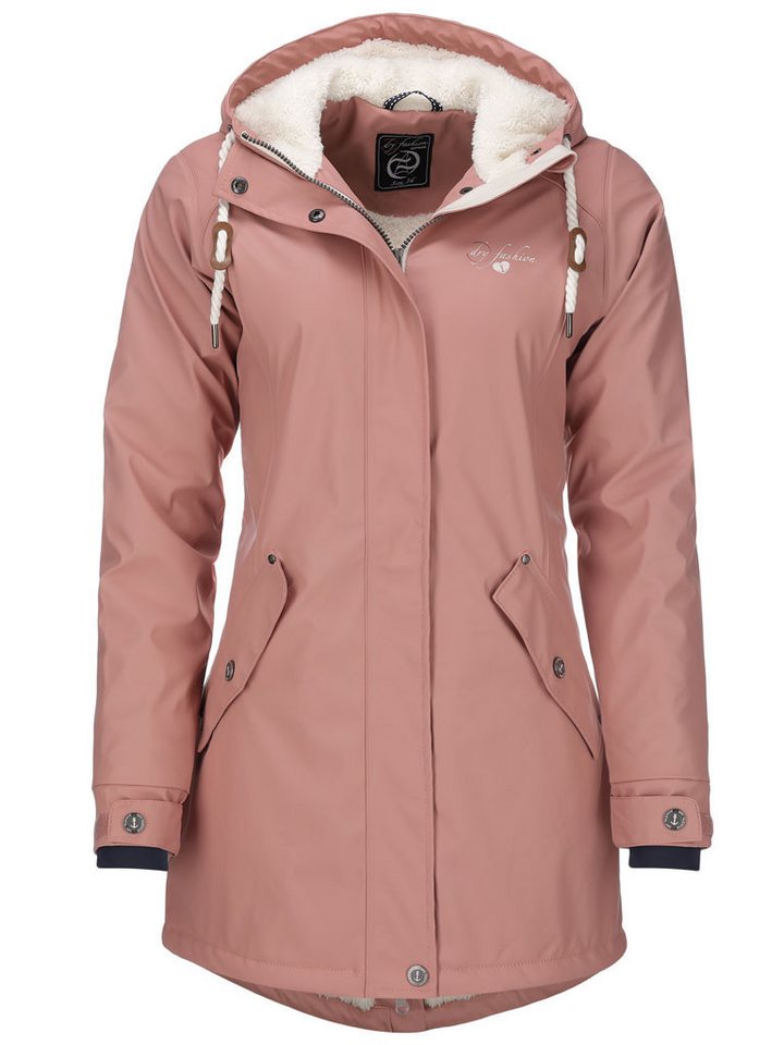 Dry Fashion Regenmantel Malmö Damen Regenjacke Teddy-Fleece-Futter - Outdoor-Jacke Wasserdicht Winddicht, Verschweißte Nähte, 2-Wege-Reißverschluss abgedeckt, Kapuze Bild 5