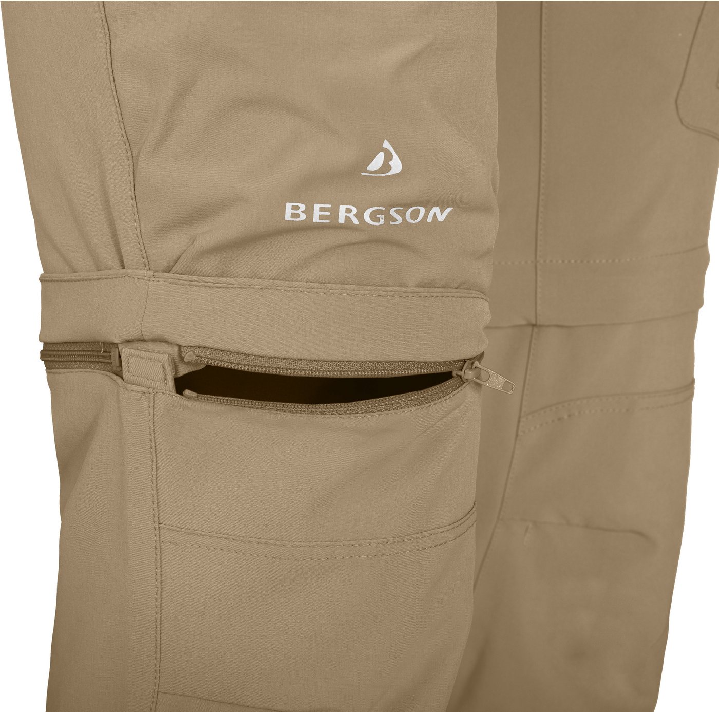 Bergson Outdoorhose FROSLEV Bermuda Zipp-Off Herren Wanderhose, recycelt, elastisch, 7 Taschen, Normalgrößen, beige Bild 4