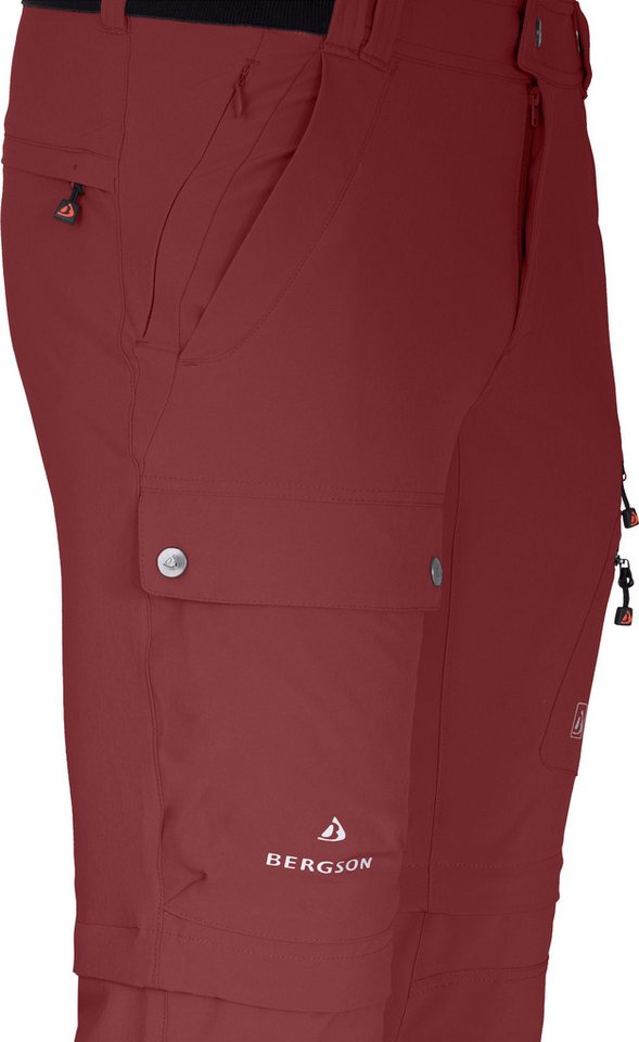 Bergson Outdoorhose FROSLEV Bermuda Zipp-Off Herren Wanderhose, recycelt, elastisch, 7 Taschen, Normalgrößen, rot Bild 2