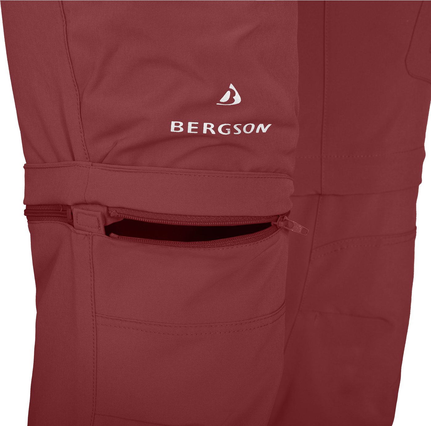 Bergson Outdoorhose FROSLEV Bermuda Zipp-Off Herren Wanderhose, recycelt, elastisch, 7 Taschen, Normalgrößen, rot Bild 5