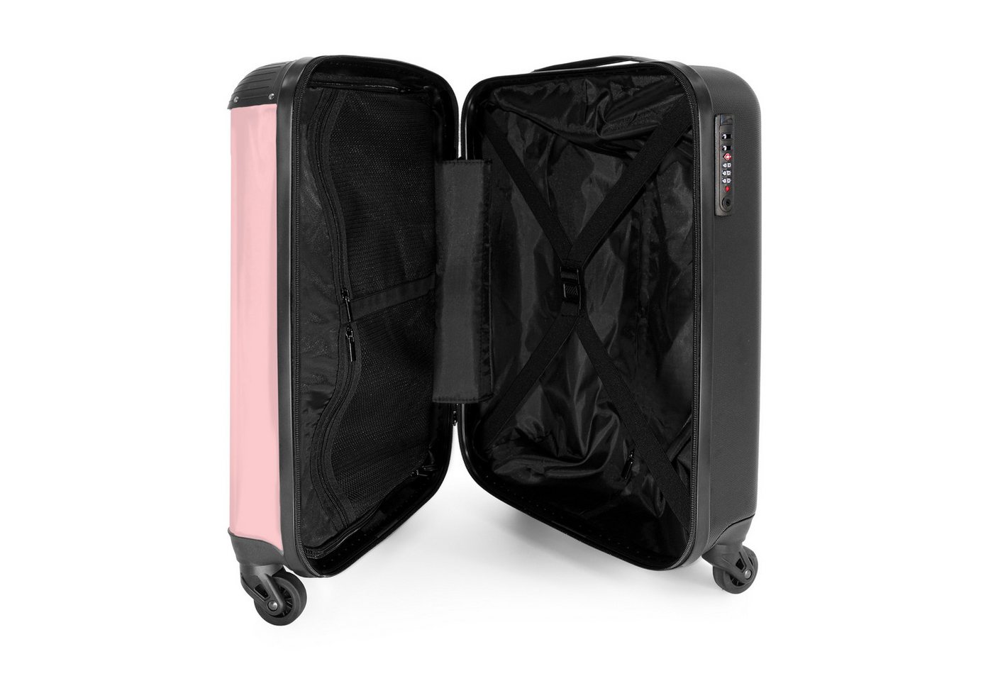 NoBoringSuitcases.com© Hartschalen-Trolley Rosa - Einfarbig - Pastell 55x35x20cm, 4 Rollen, Reisetasche mit Rollen, Koffer Handgepäck Flugzeug