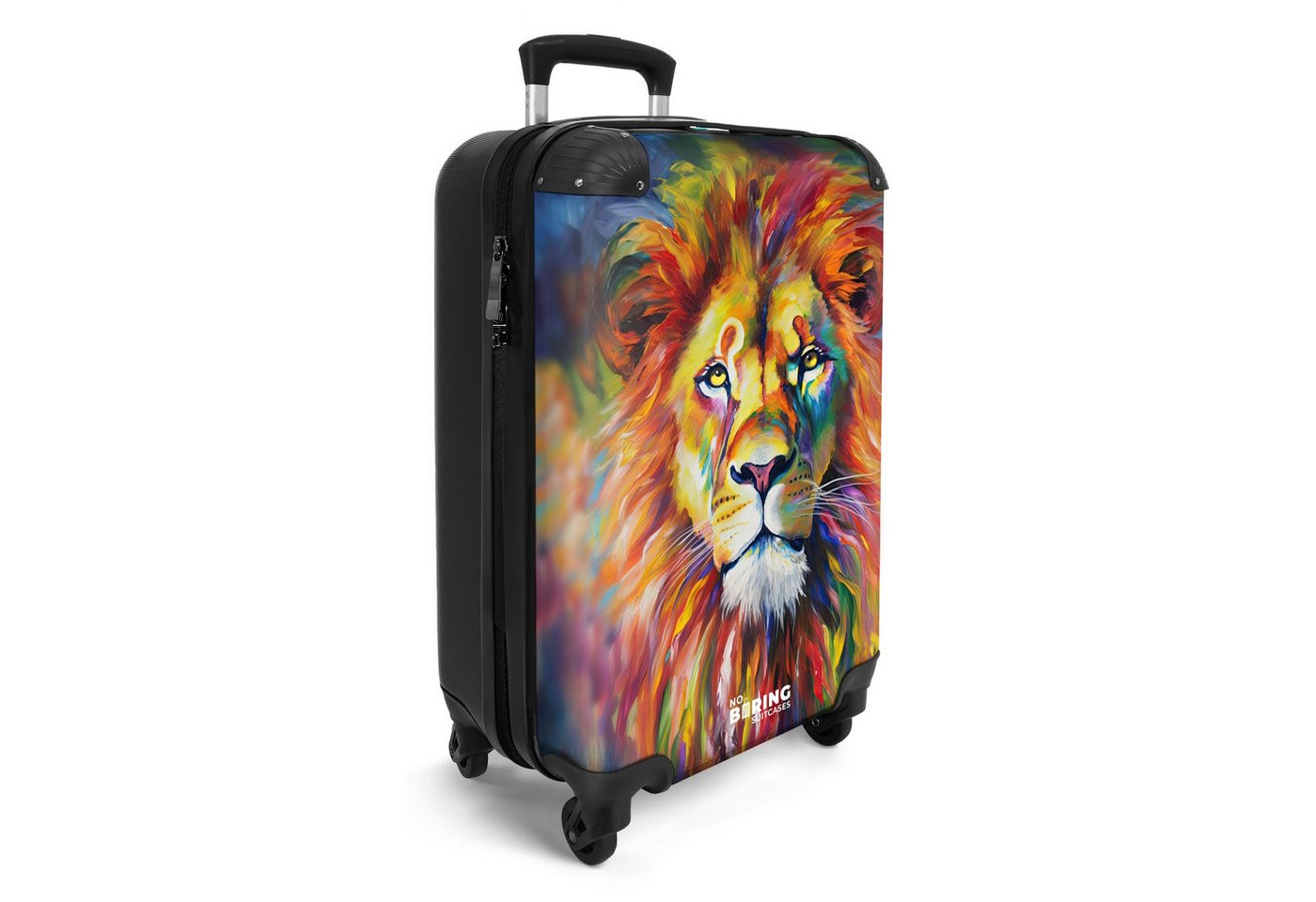 NoBoringSuitcases.com© Hartschalen-Trolley Porträt eines Löwen in bunter Ölfarbe 55x35x20cm, 4 Rollen, Reisetasche mit Rollen, Koffer Handgepäck Flugzeug Bild 4