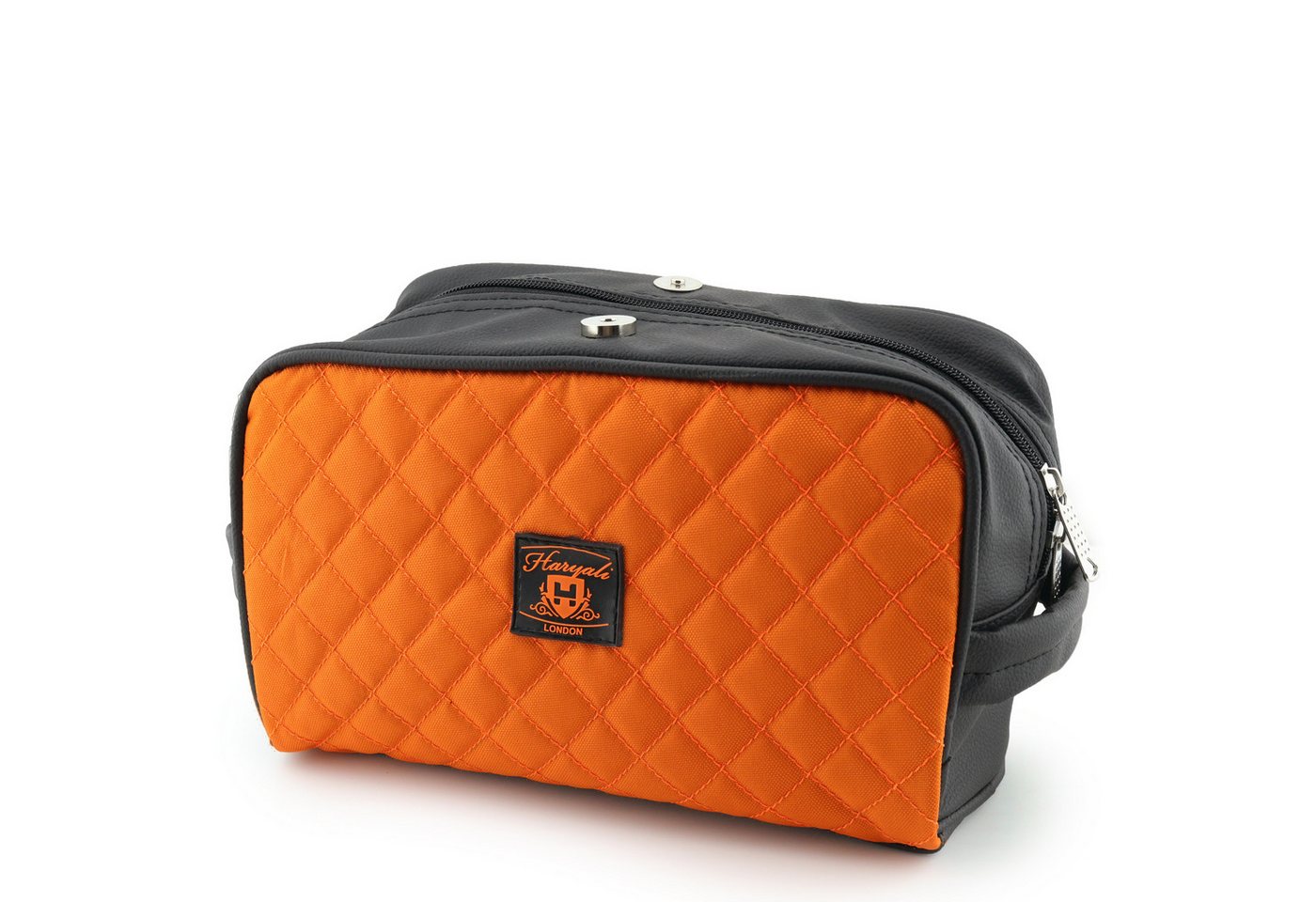 Haryali London Kulturbeutel Reiseset Kosmetiktasche wasserabweisend Essential Bag für Unisex (1-tlg., Reißverschluss und Magnetverschluss), Aus Rindsleder und Canvas für einen edlen Look Bild 3