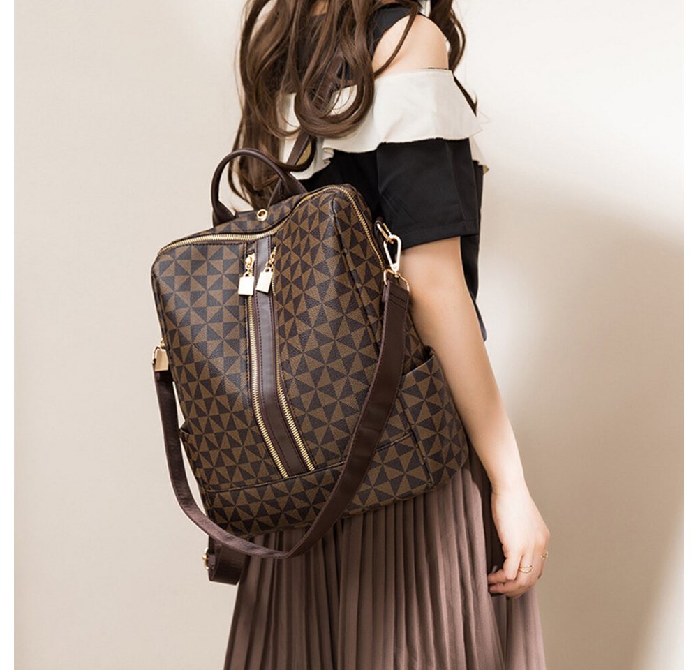 HAUSS SPOLE Rucksack Laptoprucksack Schulrucksack Lederrucksack Reiserucksack Leder (32x32x14 cm Lederrucksäcke mit 20x11 cm Handtasche, Schultertasche, Schule Rucksack, Notebook Laptop Tasche, Vintage), für Herren Damen Jungen Teenager Freizeit Arbeit Business Reisen