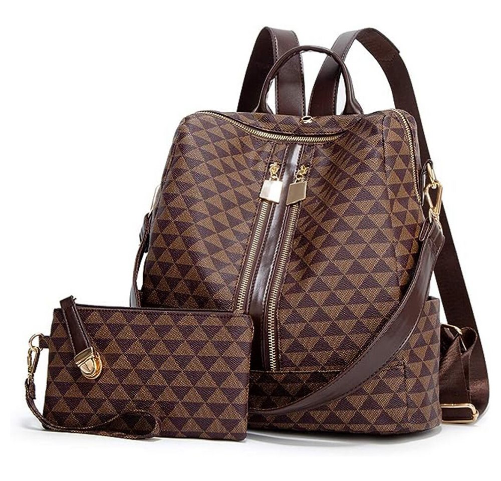 HAUSS SPOLE Rucksack Laptoprucksack Schulrucksack Lederrucksack Reiserucksack Leder (32x32x14 cm Lederrucksäcke mit 20x11 cm Handtasche, Schultertasche, Schule Rucksack, Notebook Laptop Tasche, Vintage), für Herren Damen Jungen Teenager Freizeit Arbeit Business Reisen Bild 5