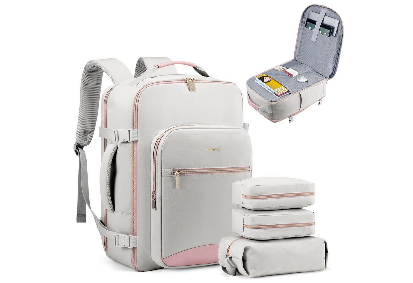 OKWISH Reiserucksack Laptoprucksack Freizeitrucksack Schulrucksack (Handgepäck Business Backpack, USB Anschluss, Anti-Diebstahl, mit Laptopfach, 40L Groß), für Freizeit Arbeit Business Reisen Herren Damen Jungen Teenager Bild 3