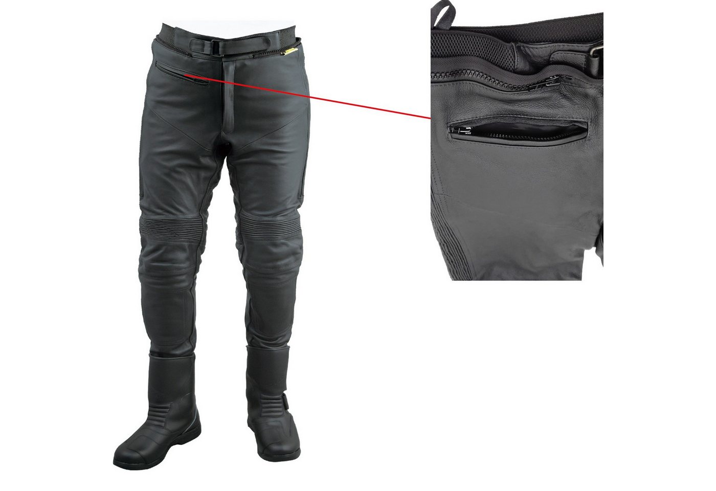 roleff Motorradhose RO16 - Stiefel- Lederhose - Rindsleder mit Protektoren & Stretchzonen Bild 3