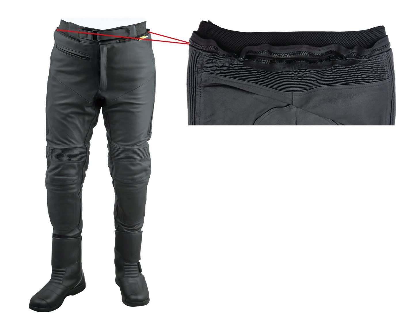 roleff Motorradhose RO16 - Stiefel- Lederhose - Rindsleder mit Protektoren & Stretchzonen Bild 4