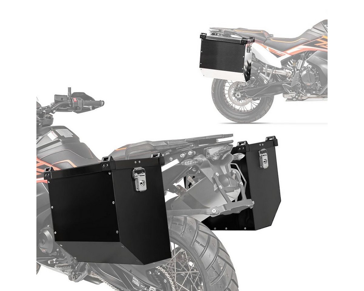 Bagtecs Reisetasche 2x Motorrad Alukoffer # Atlas 36Ltr Aluminium Seitenkoffer schwarz Spa