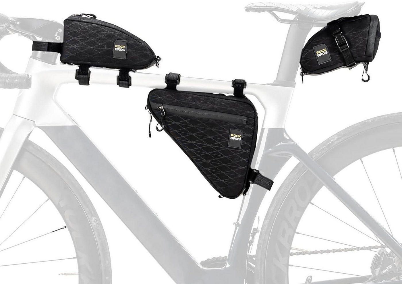 ROCKBROS Fahrradtasche Set Rahmentasche*2 + Satteltasche*1 Abnehmbare Tragbare ca.1,2L (3-tlg) Bild 4