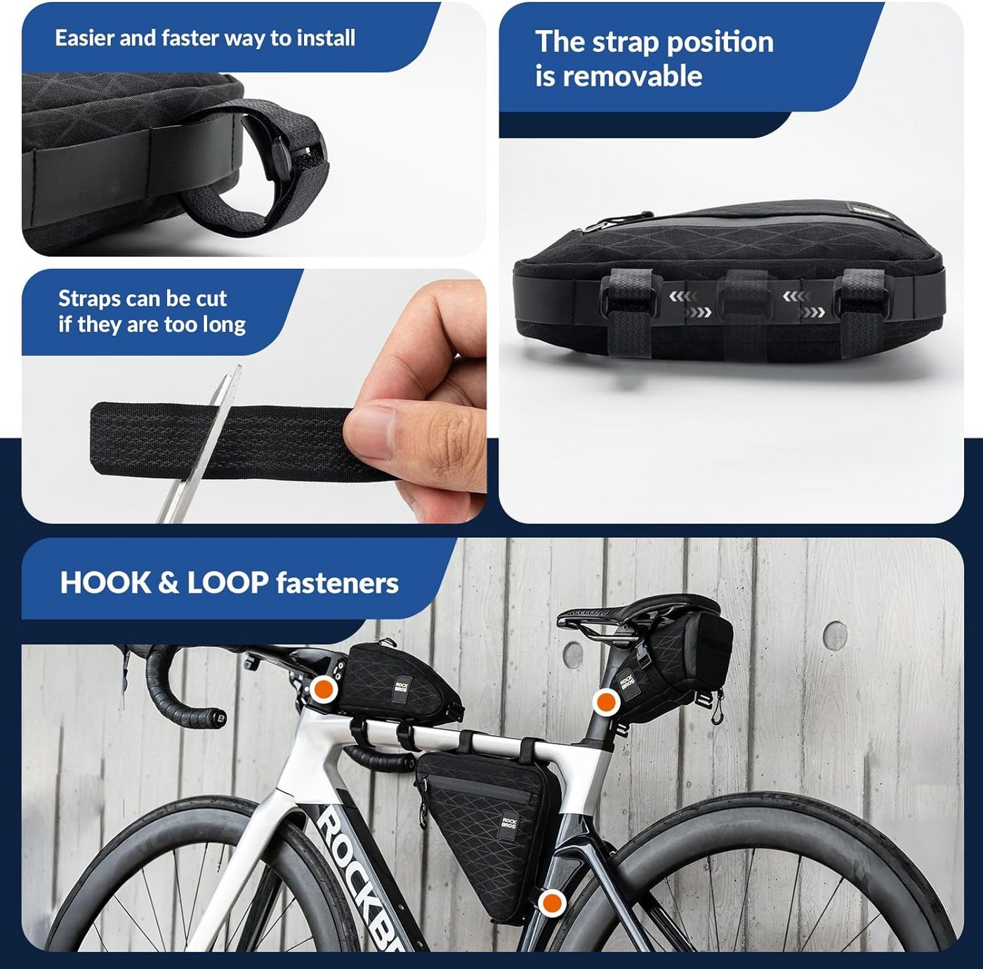 ROCKBROS Fahrradtasche Set Rahmentasche*2 + Satteltasche*1 Abnehmbare Tragbare ca.1,2L (3-tlg) Bild 5