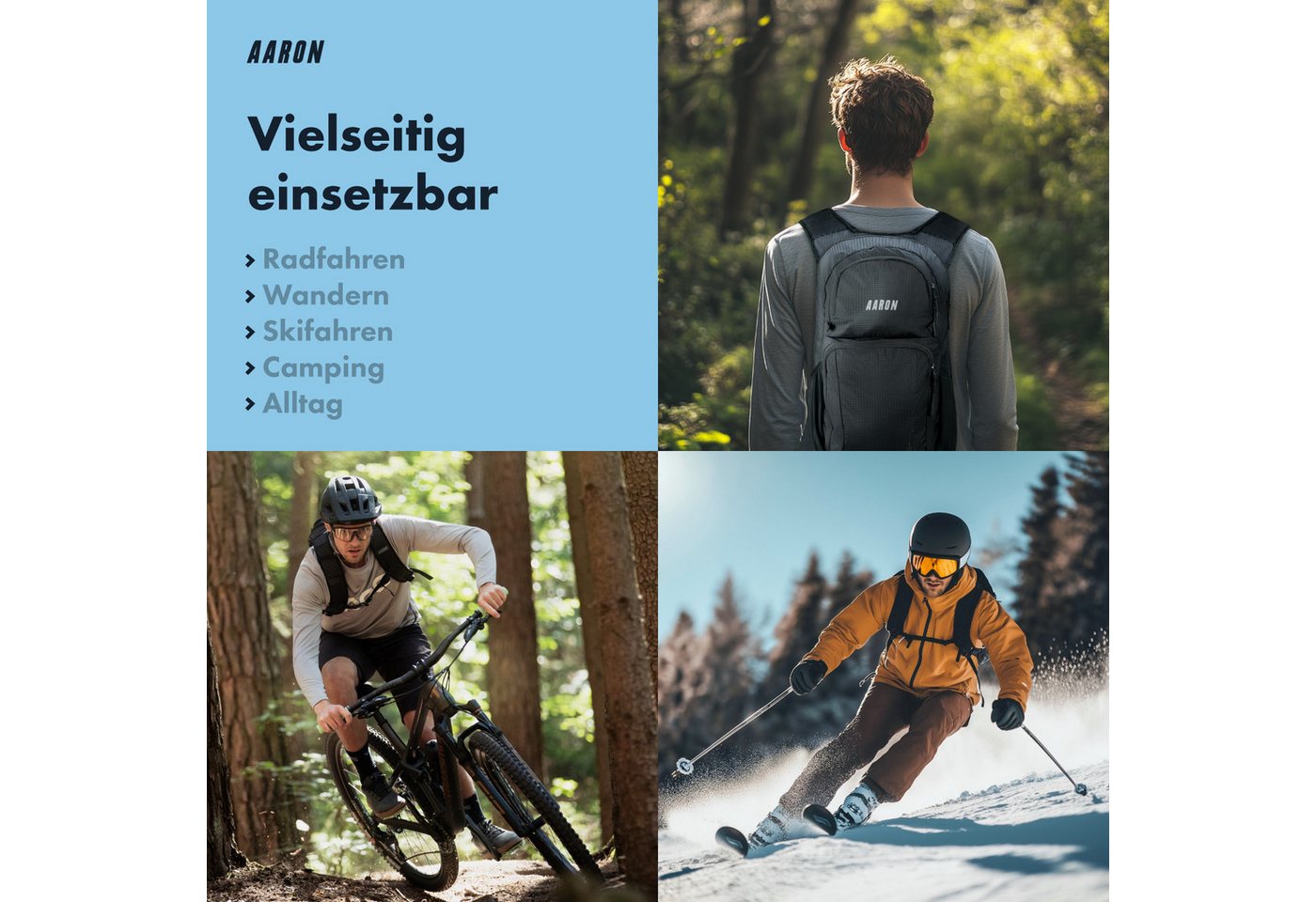 AARON Fahrradrucksack 25L Sportrucksack Fahrrad wasserdicht mit Regenschutz Trekking Tour