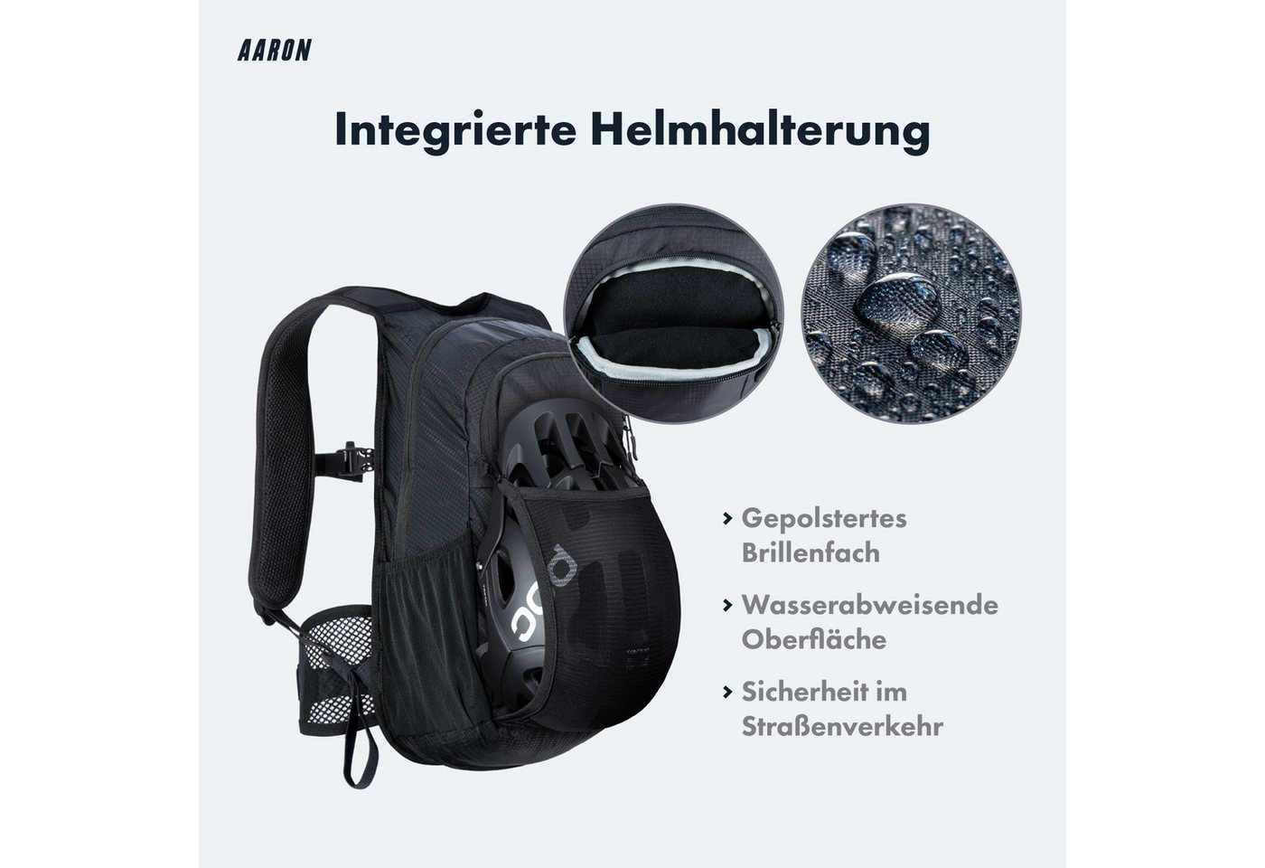 AARON Fahrradrucksack 25L Sportrucksack Fahrrad wasserdicht mit Regenschutz Trekking Tour Bild 2
